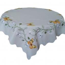 Embroidered floral tablecloth with yellow butterfly 85X85CM---KC37