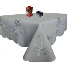 Christmas OffwhiteTablecloth With Snowflakes 120X140CM OBLONG---KC31