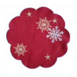 Christmas Round Square Placemat/Doily With Snowflakes-KC04
