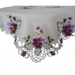 Embroidered tablecloth with purple flower 85X85CM--KC32
