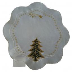 Embroidered Christmas Placemat/Doily With Tree-KC45