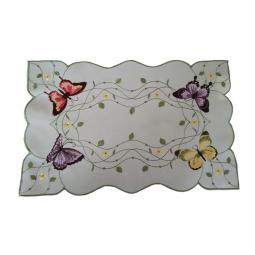 Embroidered Spring Floral Placemat/Doily With Butterfly-KC66