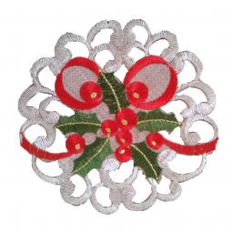 Embroidered Christmas Round Placemat/Doily 15CM ROUND-KC46