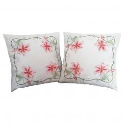 Embroidered Spring Floral Cushion Cover/Pillow Case With Lily Flower-KC39