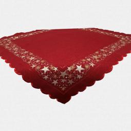 Red Embroidered Christmas Tablecloth With Star 85X85CM/36X36