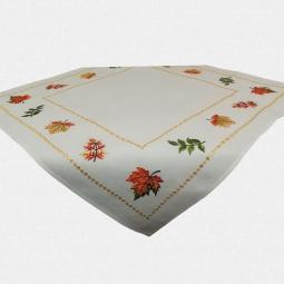 Embroidered Autumn Floral Tablecloth With Leaves---67393