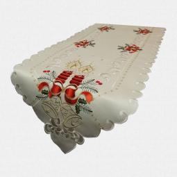 Embroidered Christmas Table Runner With Candle And Bell 40X140CM---67398