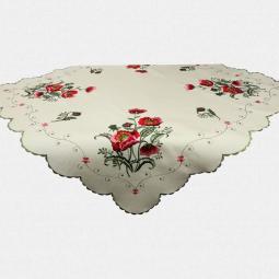 Embroidered Spring Floral Tablecloth With Poppy Flowers---67372
