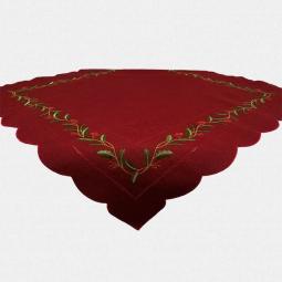 Elegant Red Embroidered Christmas Tablecloth 85X85CM/36X36