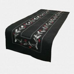 Elegant Embroidered Christmas Table Runner With Small Fruit And Leaves 40X140CM---67400