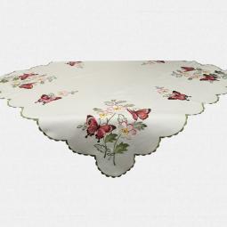 Embroidered Spring Floral Tablecloth With Butterfly---67371