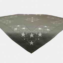Grey Embroidered Christmas Tablecloth With Star 85X85CM/36X36