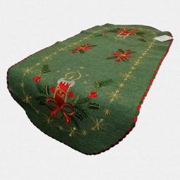 Green Embroidered Christmas Table Runner With Candle 40X185CM---67388