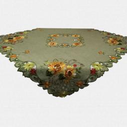 Embroidered Floral Tablecloth With Sunflowers 85X85CM/36X36